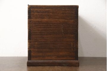 アンティーク雑貨　上手物!!　立派な真鍮金具が魅力的な総桐硯箱(掛け硯、小引き出し、印箱、小物収納)(R-064725)