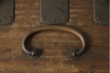 アンティーク雑貨　上手物!!　立派な真鍮金具が魅力的な総桐硯箱(掛け硯、小引き出し、印箱、小物収納)(R-064725)