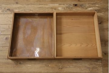 和製ビンテージ　杉材の柾目が美しい!　シンプルなデザインの置き水屋(茶水屋、置水屋、戸棚、茶棚、収納棚、ヴィンテージ)(R-064733)