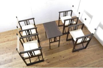 和製アンティーク　山葉(ヤマハ・日本楽器)　和モダンテイストにぴったり!上質なフォールディングチェア2脚セット(文化椅子、折りたたみ式チェア、折り畳み、イス)(R-064748)