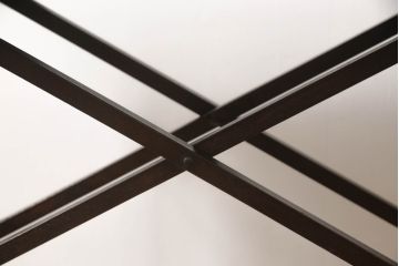 和製アンティーク　山葉(ヤマハ、日本楽器)　シンプルな透かしがアクセントの折り畳みテーブル(折りたたみ机、サイドテーブル、コンソールテーブル、作業台、カフェテーブル、コーヒーテーブル)(R-064749)
