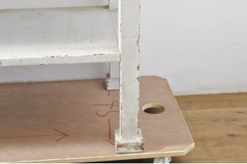 希少!!　大正時代!!　古作造り　角ばったデザインがレトロな雰囲気を醸し出すケビントガラスケース(ショーケース、デンタルケース、デンタルキャビネット、収納棚、陳列棚、飾り棚、戸棚、店舗什器)(R-064834)
