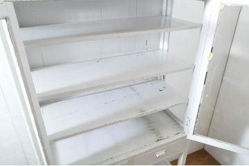和製アンティーク　希少!!　大正時代!!　古作造り　角ばったデザインがレトロな雰囲気を醸し出すケビントガラスケース(ショーケース、デンタルケース、デンタルキャビネット、収納棚、陳列棚、飾り棚、戸棚、店舗什器)(R-064835)
