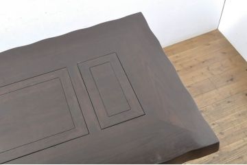 中古　広島県　博永家具　高級感漂う和モダンデザインが魅力の囲炉裏ダイニングセット(ダイニングテーブル、4人掛け、4P、ダイニングチェア、板座チェア、椅子、イス、いす、食卓、木製火鉢)(定価約134万円)(R-064836)