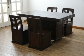 中古　広島県　博永家具　高級感漂う和モダンデザインが魅力の囲炉裏ダイニングセット　定価約134万円　(R-064836)