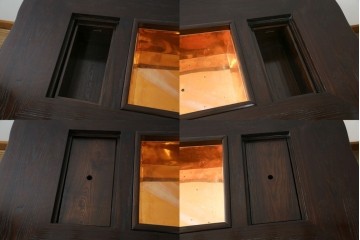 中古　広島県　博永家具　高級感漂う和モダンデザインが魅力の囲炉裏ダイニングセット　定価約134万円　(R-064836)