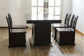 中古　広島県　博永家具　高級感漂う和モダンデザインが魅力の囲炉裏ダイニングセット　定価約134万円　(R-064836)