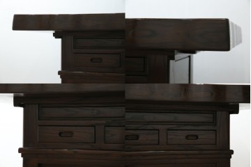 中古　広島県　博永家具　高級感漂う和モダンデザインが魅力の囲炉裏ダイニングセット　定価約134万円　(R-064836)