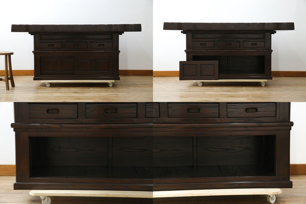 中古　広島県　博永家具　高級感漂う和モダンデザインが魅力の囲炉裏ダイニングセット　定価約134万円　(R-064836)