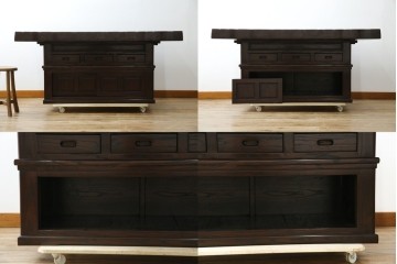 中古　広島県　博永家具　高級感漂う和モダンデザインが魅力の囲炉裏ダイニングセット　定価約134万円　(R-064836)