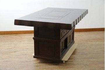 中古　広島県　博永家具　高級感漂う和モダンデザインが魅力の囲炉裏ダイニングセット　定価約134万円　(R-064836)