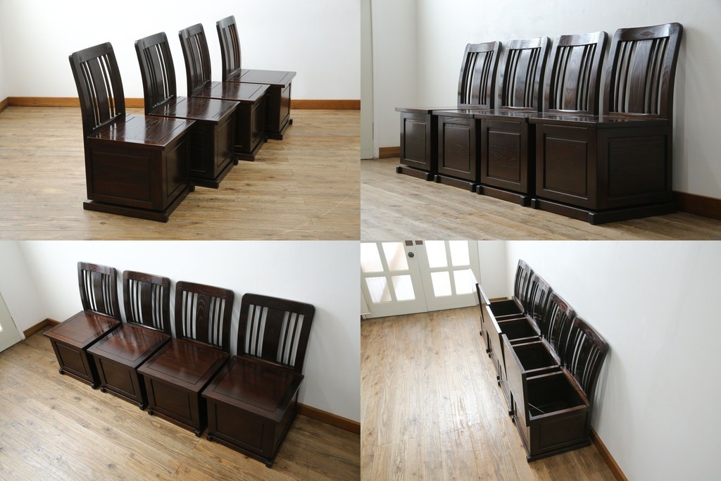 中古　広島県　博永家具　高級感漂う和モダンデザインが魅力の囲炉裏ダイニングセット　定価約134万円　(R-064836)