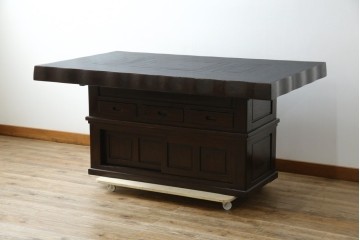 中古　広島県　博永家具　高級感漂う和モダンデザインが魅力の囲炉裏ダイニングセット　定価約134万円　(R-064836)