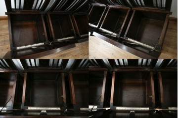 中古　広島県　博永家具　高級感漂う和モダンデザインが魅力の囲炉裏ダイニングセット　定価約134万円　(R-064836)