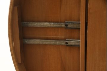 イギリスビンテージ　Nathan(ネイサン)社　チーク材　スタイリッシュなデザインが魅力的なエクステンションテーブル(ダイニングテーブル、拡張式テーブル、ラウンドテーブル、北欧、ヴィンテージ、2人掛け、4人掛け、6人掛け)(R-064839)