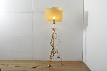 イタリアフィレンツェビンテージ　FABBRICA LAMPADARI　上品な佇まいが魅力のロートアイアンスタンドライト(フロアスタンド、ヴィンテージ)(R-064841)