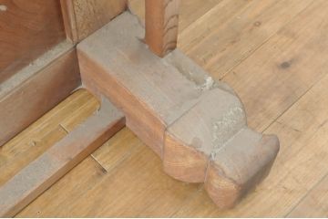 和製アンティーク　上手物!!　総欅(ケヤキ)材　重厚な天板一枚板が魅力の座卓(ローテーブル、センターテーブル)(R-064845)