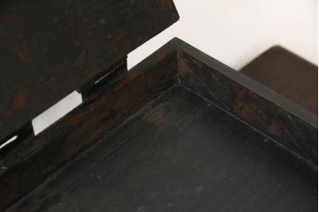 和製アンティーク　総欅(ケヤキ)材　経年を感じる質感が味わい深い硯箱(小引出し、小物入れ、掛け硯、小物収納)(R-064854)