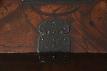 和製アンティーク　総欅(ケヤキ)材　経年を感じる質感が味わい深い硯箱(小引出し、小物入れ、掛け硯、小物収納)(R-064854)