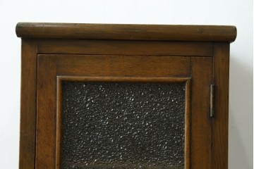 和製アンティーク　ダイヤガラス　懐かしい雰囲気が魅力的な扉付きの小さな収納箱　(R-064856)