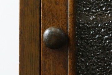 和製アンティーク　ダイヤガラス　懐かしい雰囲気が魅力的な扉付きの小さな収納箱　(R-064856)