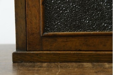 和製アンティーク　ダイヤガラス　懐かしい雰囲気が魅力的な扉付きの小さな収納箱　(R-064856)