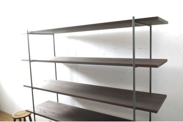 中古　ラフジュ工房オリジナル! シンプルなデザインのアイアンラック【大】(陳列棚、飾り棚、店舗什器)(R-064861)