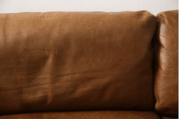 中古　IDEE(イデー)　DIMANCHE SOFA(C3)Leather(ディモンシュソファ)　本革(フルグレインレザー)　使い込まれた味わいが魅力的な2.5人掛けソファ(3人掛けソファ、2人掛けソファ)(定価約35万円)(R-064864)
