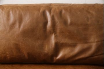 中古　IDEE(イデー)　DIMANCHE SOFA(C3)Leather(ディモンシュソファ)　本革(フルグレインレザー)　使い込まれた味わいが魅力的な2.5人掛けソファ(3人掛けソファ、2人掛けソファ)(定価約35万円)(R-064864)