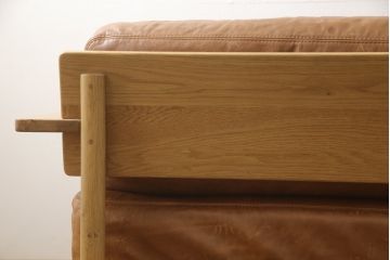 中古　IDEE(イデー)　DIMANCHE SOFA(C3)Leather(ディモンシュソファ)　本革(フルグレインレザー)　使い込まれた味わいが魅力的な2.5人掛けソファ(3人掛けソファ、2人掛けソファ)(定価約35万円)(R-064864)