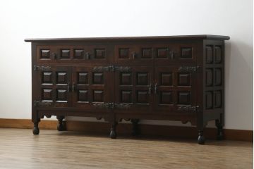 中古　美品　松本民芸家具　希少!　コレクションにもおすすめなS.P型サイドボード(収納棚、戸棚、サイドキャビネット、SP型)(R-064879)