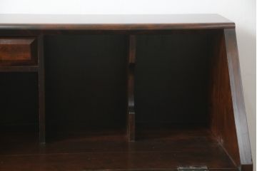中古　松本民芸家具　上品な雰囲気漂うライティングビューロー(ワークデスク、簿記机、在宅用、在宅ワーク用、収納棚、戸棚、サイドキャビネット)(R-064880)