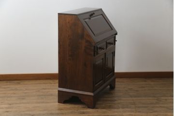 中古　松本民芸家具　上品な雰囲気漂うライティングビューロー(ワークデスク、簿記机、在宅用、在宅ワーク用、収納棚、戸棚、サイドキャビネット)(R-064880)
