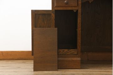 中古　美品　三越家具(現カントリーハウス)　Brugge(ブルージュ)　オーク材　クラシカルな雰囲気漂うドレッサーとスツールのセット(鏡台、ミラー、イス、椅子)(定価約33万円)(R-064886)