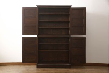 中古　美品　松本民芸家具　特注品　落ち着いた佇まいが魅力的なキャビネット(収納棚、戸棚、食器棚、本棚、本箱、ブックケース)(R-064888)