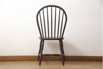 和製ビンテージ　松本民芸家具　シックな佇まいが魅力的な#72型・リーチチェア(ダイニングチェア、ウィンザーチェア、板座チェア、椅子、ウインザーチェア、ヴィンテージ)(R-064889)