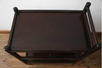 中古　松本民芸家具　上品な色合いが魅力!!シックな雰囲気漂うB型ワゴン(キャスターワゴン、サイドワゴン、キッチンワゴン、花台)(R-064890)