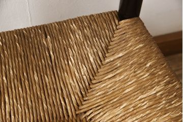 和製ビンテージ　松本民芸家具　クラシカルな佇まいのラダーハイバックチェア(アームチェア、ラッシチェア、ダイニングチェア、椅子、イス、ヴィンテージ)(定価約20万円)(R-064891)