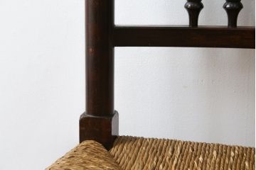 和製ビンテージ　松本民芸家具　#21型　ラッシ座面がお洒落なスピンドルアームチェア(椅子、イス、ダイニングチェア、ヴィンテージ)(定価約22万円)(R-064892)