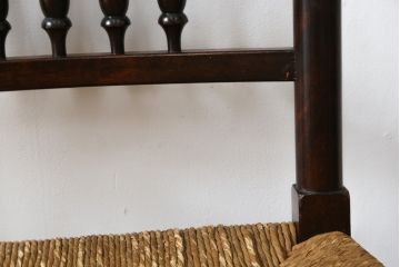和製ビンテージ　松本民芸家具　#21型　ラッシ座面がお洒落なスピンドルアームチェア(椅子、イス、ダイニングチェア、ヴィンテージ)(定価約22万円)(R-064892)