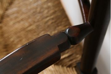 和製ビンテージ　松本民芸家具　#21型　ラッシ座面がお洒落なスピンドルアームチェア(椅子、イス、ダイニングチェア、ヴィンテージ)(定価約22万円)(R-064892)