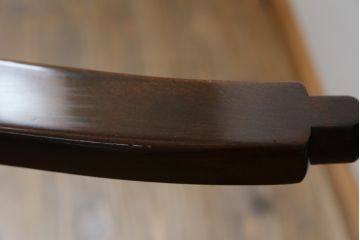 和製ビンテージ　松本民芸家具　#21型　ラッシ座面がお洒落なスピンドルアームチェア(椅子、イス、ダイニングチェア、ヴィンテージ)(定価約22万円)(R-064892)