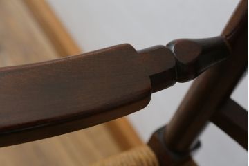 和製ビンテージ　松本民芸家具　#21型　ラッシ座面がお洒落なスピンドルアームチェア(椅子、イス、ダイニングチェア、ヴィンテージ)(定価約22万円)(R-064892)