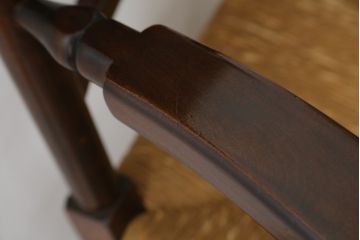 和製ビンテージ　松本民芸家具　#21型　ラッシ座面がお洒落なスピンドルアームチェア(椅子、イス、ダイニングチェア、ヴィンテージ)(定価約22万円)(R-064892)