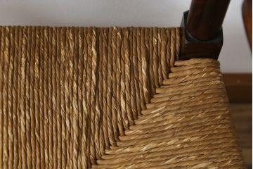 和製ビンテージ　松本民芸家具　#21型　ラッシ座面がお洒落なスピンドルアームチェア(椅子、イス、ダイニングチェア、ヴィンテージ)(定価約22万円)(R-064892)
