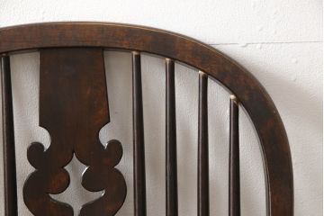 和製ビンテージ　松本民芸家具　#44A型　シックな色合いとクラシカルな佇まいが魅力のウィンザーチェア(ウインザーチェア、アームチェア、板座チェア、ダイニングチェア、椅子、イス、ヴィンテージ)(定価約20万円)(R-064893)