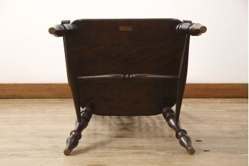 和製ビンテージ　松本民芸家具　#44A型　シックな色合いとクラシカルな佇まいが魅力のウィンザーチェア(ウインザーチェア、アームチェア、板座チェア、ダイニングチェア、椅子、イス、ヴィンテージ)(定価約20万円)(R-064893)