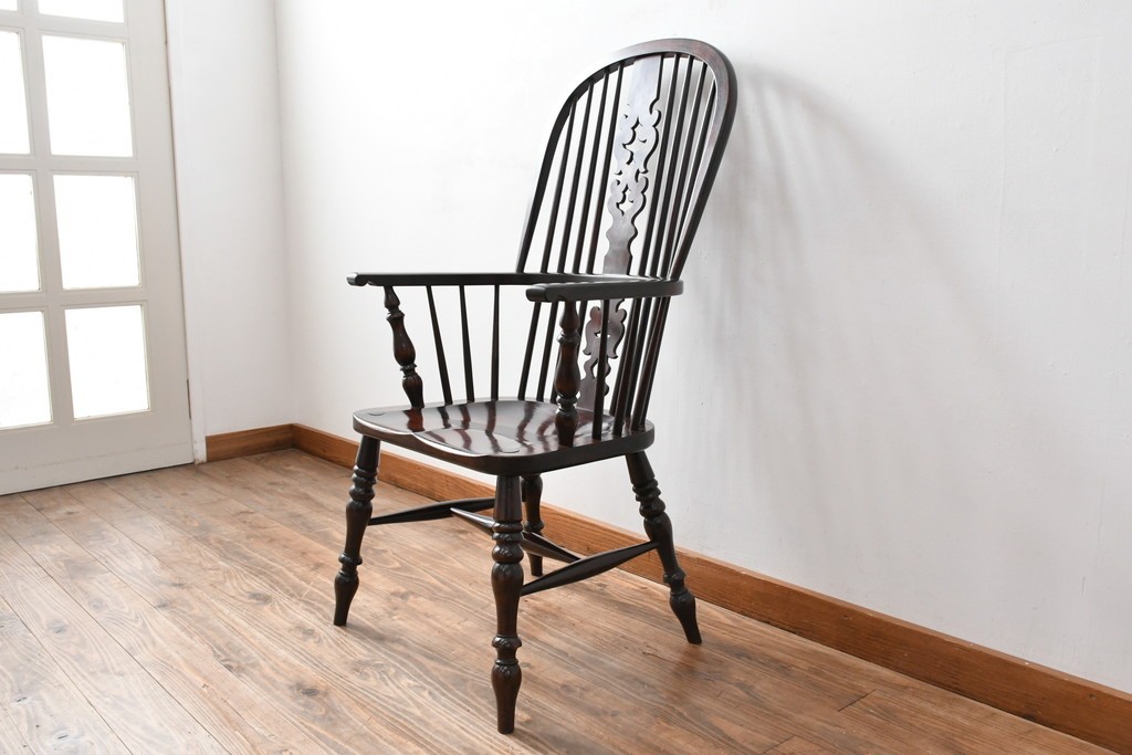 和製ビンテージ　松本民芸家具　#44A型　シックな色合いとクラシカルな佇まいが魅力のウィンザーチェア　定価約20万円　(R-064893)