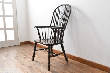 和製ビンテージ　松本民芸家具　#44A型　シックな色合いとクラシカルな佇まいが魅力のウィンザーチェア　定価約20万円　(R-064893)