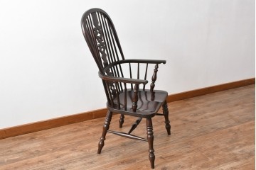 和製ビンテージ　松本民芸家具　#44A型　シックな色合いとクラシカルな佇まいが魅力のウィンザーチェア　定価約20万円　(R-064893)